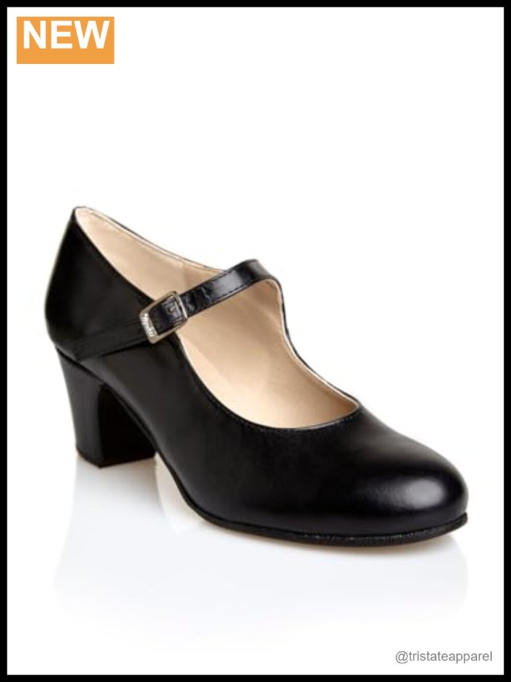 Sevillana Leather Flamenco Dance Shoes Round Toe Buckle Pump